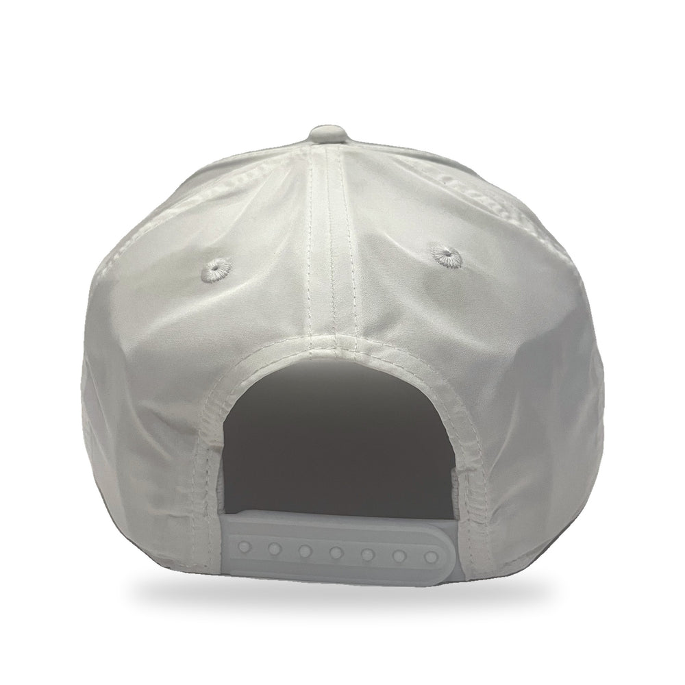 Irish Riviera Golf Rope Cap in The Birdie, white, back view with snapback closure