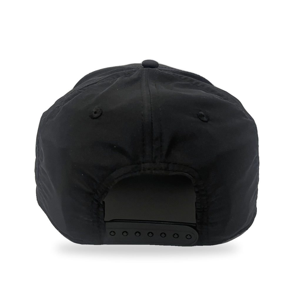 Irish Riviera Golf Rope Cap in The Dark Horse, black, back view with snapback closure