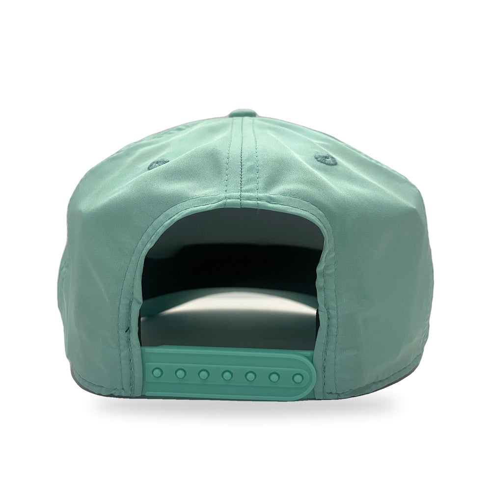 Irish Riviera Golf Rope Cap in The Sea Breeze, seafoam, back view with snapback closure